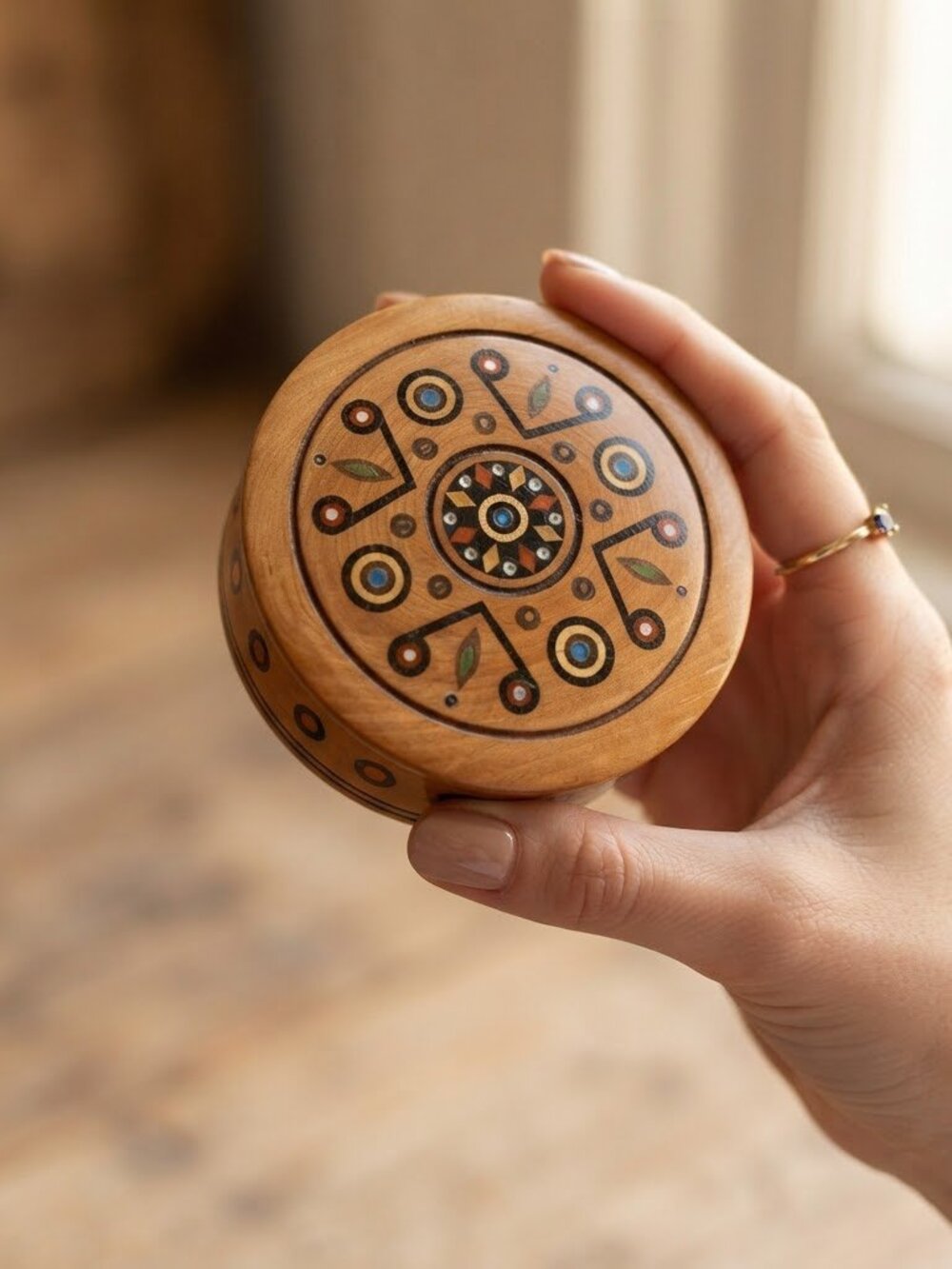 Eastern European Wooden Jewelry Keepsake Box